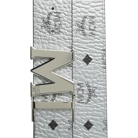 Brand New with Tags MCM Claus Reversible Metallic Silver Belt - Picture 10 of 10
